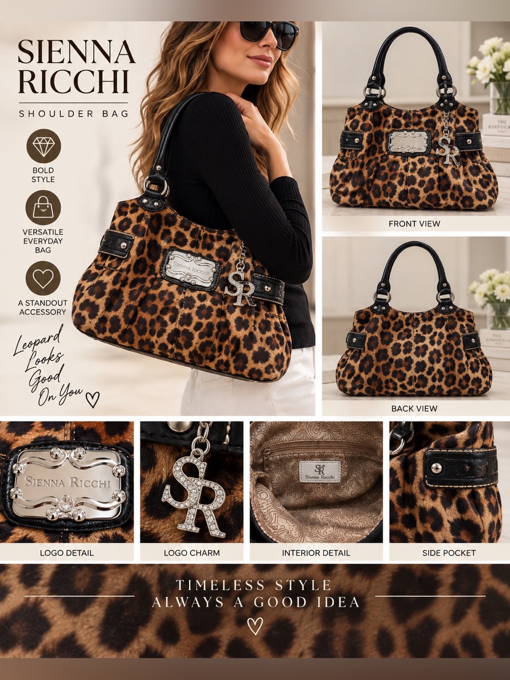 Sienna Ricchi Leopard Print Shoulder Bag